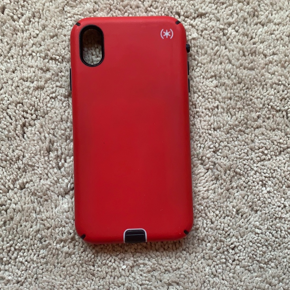 Red silicone iPhone XS Max speck phone case